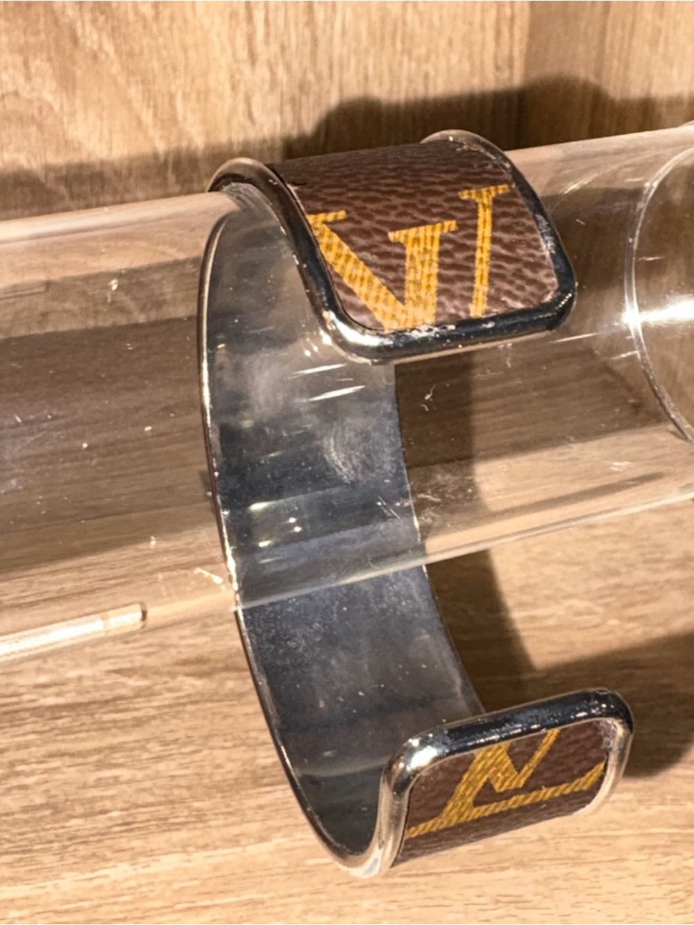 Louis Vuitton Brown and Gold Monogram Open Cuff Bracelet - Picture 3 of 5